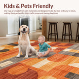 Ultra Soft Area Rug, Non Slip, Stain Resistant, Washable Area Rugs for Living Room, Bedroom, Vibrant Earthy Toned Composition(Orange)