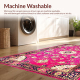 Ultra Soft Area Rug, Non Slip, Stain Resistant, Washable Area Rugs for Living Room, Bedroom, Exuberant Multi-Hued Artful Pattern(Pink)