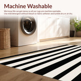 Ultra Soft Area Rug, Non Slip, Stain Resistant, Washable Area Rugs for Living Room, Bedroom, Contemporary Floor Mat Striped Area(Black)