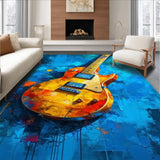 Ultra Soft Area Rug, Non Slip, Stain Resistant, Washable Area Rugs for Living Room, Bedroom, Rustic Circle Instrument Illustration(Yellow)