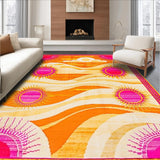 Ultra Soft Area Rug, Non Slip, Stain Resistant, Washable Area Rugs for Living Room, Bedroom, Whimsical Rainbow Motif Accent Piece(Orange)