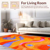 Ultra Soft Area Rug, Non Slip, Stain Resistant, Washable Area Rugs for Living Room, Bedroom, Striking Modern Wavy Artwork(Orange)