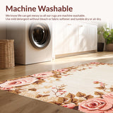 Ultra Soft Area Rug, Non Slip, Stain Resistant, Washable Area Rugs for Living Room, Bedroom, Modern Chic Petal Aesthetic(Beige)