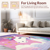 Ultra Soft Area Rug, Non Slip, Stain Resistant, Washable Area Rugs for Living Room, Bedroom, Whimsical Pastel Unicorn Fantasy(Purple)
