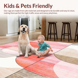Ultra Soft Area Rug, Non Slip, Stain Resistant, Washable Area Rugs for Living Room, Bedroom, Blush Pink & Beige Area Geometric Dreamscape(Pink)