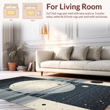 Ultra Soft Area Rug, Non Slip, Stain Resistant, Washable Area Rugs for Living Room, Bedroom, Sleek Monochrome Lunar Arrangement(Gray)