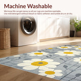 Ultra Soft Area Rug, Non Slip, Stain Resistant, Washable Area Rugs for Living Room, Bedroom, Chic Grey Floral Aesthetic(Gray)