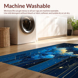 Ultra Soft Area Rug, Non Slip, Stain Resistant, Washable Area Rugs for Living Room, Bedroom, Bold Blue Space-Inspired Motif(Blue)