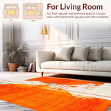 Ultra Soft Area Rug, Non Slip, Stain Resistant, Washable Area Rugs for Living Room, Bedroom, Bold Teal and Orange Geometric Fusion(Orange)