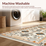 Ultra Soft Area Rug, Non Slip, Stain Resistant, Washable Area Rugs for Living Room, Bedroom, Southwest Tribal Ethnic Aesthetic(Orange)