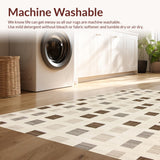 Ultra Soft Area Rug, Non Slip, Stain Resistant, Washable Area Rugs for Living Room, Bedroom, Geometric Cream Wave Motif(Beige)