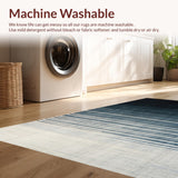 Ultra Soft Area Rug, Non Slip, Stain Resistant, Washable Area Rugs for Living Room, Bedroom, Non-Slip Area Rug Striped Ombre Design Washable Decor(Blue)