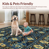 Ultra Soft Area Rug, Non Slip, Stain Resistant, Washable Area Rugs for Living Room, Bedroom, Abstract Wavy Design for(Blue)