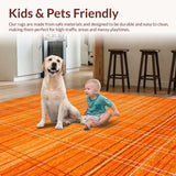 Ultra Soft Area Rug, Non Slip, Stain Resistant, Washable Area Rugs for Living Room, Bedroom, Elegant Modern Textured Element(Orange)