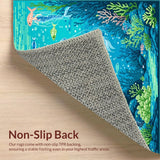 Ultra Soft Area Rug, Non Slip, Stain Resistant, Washable Area Rugs for Living Room, Bedroom, Under the Sea Adventure Ocean Themed Round Carpet(Blue)
