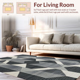 Ultra Soft Area Rug, Non Slip, Stain Resistant, Washable Area Rugs for Living Room, Bedroom, Rustic Textured Lattice Style(Beige)