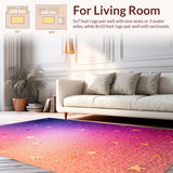 Ultra Soft Area Rug, Non Slip, Stain Resistant, Washable Area Rugs for Living Room, Bedroom, Star Glitter Ombre Bedroom Area Carpet(Pink)