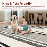 Ultra Soft Area Rug, Non Slip, Stain Resistant, Washable Area Rugs for Living Room, Bedroom, Textured Monochrome Carpet Bold Striped Floor Accent(Gray)