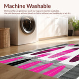 Ultra Soft Area Rug, Non Slip, Stain Resistant, Washable Area Rugs for Living Room, Bedroom, Contemporary Striped Coastal Accent(Pink)