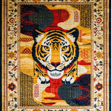 Ultra Soft Area Rug, Non Slip, Stain Resistant, Washable Area Rugs for Living Room, Bedroom, Artful Rustic Animal Print(Red)