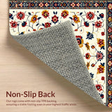 Ultra Soft Area Rug, Non Slip, Stain Resistant, Washable Area Rugs for Living Room, Bedroom, Colorful Folk-Inspired Entryway Plush Area Rug(Ivory)