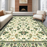 Ultra Soft Area Rug, Non Slip, Stain Resistant, Washable Area Rugs for Living Room, Bedroom, Hallway Runner with Beige/Green Floral(Ivory)