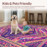 Ultra Soft Area Rug, Non Slip, Stain Resistant, Washable Area Rugs for Living Room, Bedroom, Dynamic Multicolor Geometric Textile(Purple)