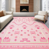 Ultra Soft Area Rug, Non Slip, Stain Resistant, Washable Area Rugs for Living Room, Bedroom, Delicate Cute Floral Accents(Pink)