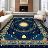 Ultra Soft Area Rug, Non Slip, Stain Resistant, Washable Area Rugs for Living Room, Bedroom, Stylish Earthy Trellis Influence(Blue)