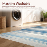 Ultra Soft Area Rug, Non Slip, Stain Resistant, Washable Area Rugs for Living Room, Bedroom, Contemporary Striped Rug: Modern Grey & Blue Aisle Runner Design(Blue)