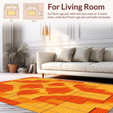 Ultra Soft Area Rug, Non Slip, Stain Resistant, Washable Area Rugs for Living Room, Bedroom, Geometric Orange Living Room Non-Shedding Rug(Orange)
