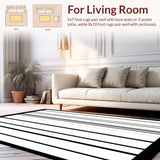 Ultra Soft Area Rug, Non Slip, Stain Resistant, Washable Area Rugs for Living Room, Bedroom, Elegant Black and White Striped Rug Subtle Contrast Area Rug(Gray)