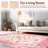 Ultra Soft Area Rug, Non Slip, Stain Resistant, Washable Area Rugs for Living Room, Bedroom, Artful Watercolor Flower Composition(Ivory)