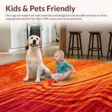 Ultra Soft Area Rug, Non Slip, Stain Resistant, Washable Area Rugs for Living Room, Bedroom, Bold Striped Color Splash Effect(Orange)