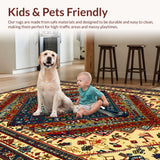 Ultra Soft Area Rug, Non Slip, Stain Resistant, Washable Area Rugs for Living Room, Bedroom, Exotic Elephant Geometric Motif(Yellow)
