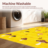 Ultra Soft Area Rug, Non Slip, Stain Resistant, Washable Area Rugs for Living Room, Bedroom, Playful Yellow Mushroom Aesthetic(Yellow)