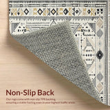 Ultra Soft Area Rug, Non Slip, Stain Resistant, Washable Area Rugs for Living Room, Bedroom, Chic Geometric Grey Aesthetic(Beige)