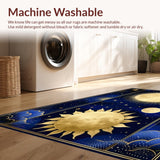 Ultra Soft Area Rug, Non Slip, Stain Resistant, Washable Area Rugs for Living Room, Bedroom, Transitional Blue Tone Abstract Design(Gold)