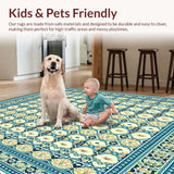 Ultra Soft Area Rug, Non Slip, Stain Resistant, Washable Area Rugs for Living Room, Bedroom, Symmetrical Trellis for Living(Blue)