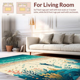 Ultra Soft Area Rug, Non Slip, Stain Resistant, Washable Area Rugs for Living Room, Bedroom, Outdoor Lakeside Fisherman Rug with Vibrant Design(Blue)