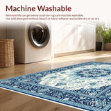 Ultra Soft Area Rug, Non Slip, Stain Resistant, Washable Area Rugs for Living Room, Bedroom, Serene Pastel Floral Artwork(White)
