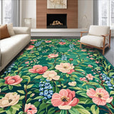 Ultra Soft Area Rug, Non Slip, Stain Resistant, Washable Area Rugs for Living Room, Bedroom, Serene Pastel Floral Elegance(Green)