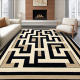 Ultra Soft Area Rug, Non Slip, Stain Resistant, Washable Area Rugs for Living Room, Bedroom, Greek Key Transitional Entryway Stain-Resistant Carpet(Beige)
