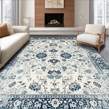 Ultra Soft Area Rug, Non Slip, Stain Resistant, Washable Area Rugs for Living Room, Bedroom, Vibrant Retro Floral Fusion(White)