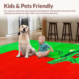 Ultra Soft Area Rug, Non Slip, Stain Resistant, Washable Area Rugs for Living Room, Bedroom, Charming Organic Animal Motif(Green)
