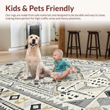 Ultra Soft Area Rug, Non Slip, Stain Resistant, Washable Area Rugs for Living Room, Bedroom, Chic Geometric Grey Aesthetic(Beige)