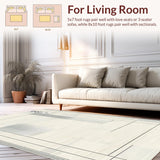 Ultra Soft Area Rug, Non Slip, Stain Resistant, Washable Area Rugs for Living Room, Bedroom, Stylish Linear Cream Trellis Motif(Beige)