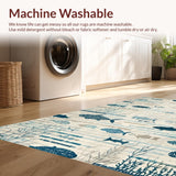 Ultra Soft Area Rug, Non Slip, Stain Resistant, Washable Area Rugs for Living Room, Bedroom, Baby Play Mat Ocean Theme Alphabet Number Classroom Carpet(Blue)