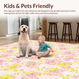 Ultra Soft Area Rug, Non Slip, Stain Resistant, Washable Area Rugs for Living Room, Bedroom, Fresh Modern Nature Embrace(Pink)