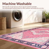 Ultra Soft Area Rug, Non Slip, Stain Resistant, Washable Area Rugs for Living Room, Bedroom, Soft Cotton Backing Dining Room Accent Rug(Pink)
